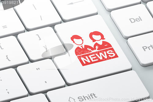 Image of News concept: Anchorman on computer keyboard background