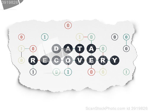 Image of Data concept: Data Recovery on Torn Paper background
