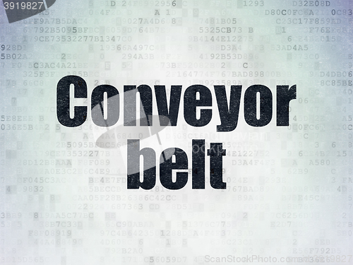 Image of Manufacuring concept: Conveyor Belt on Digital Data Paper background