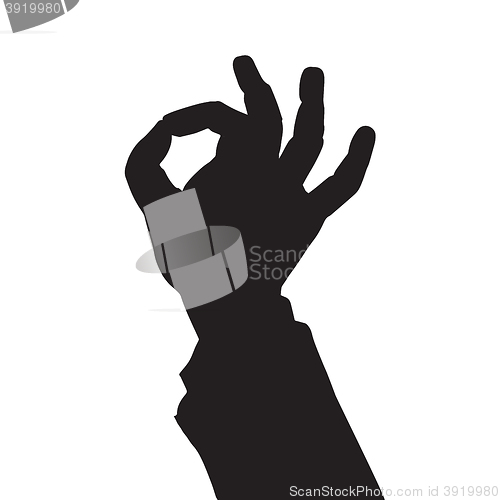 Image of hand gesture OK black silhouette figure