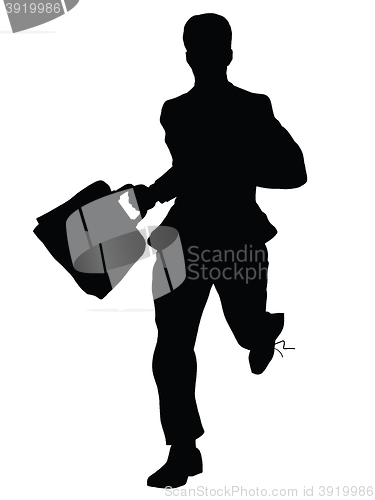 Image of Businessman runs black silhouette figure
