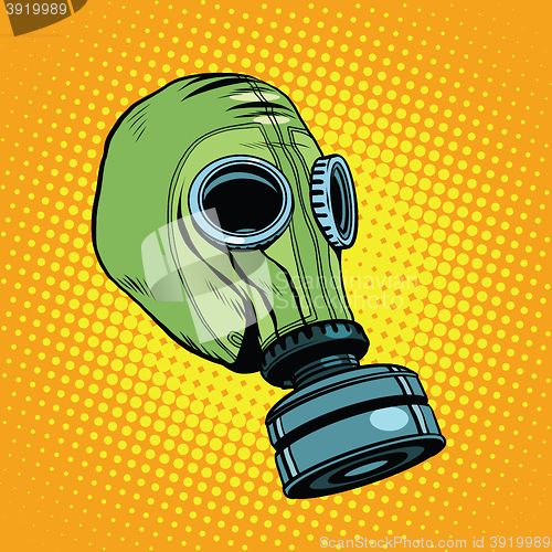 Image of Gas mask, vintage rubber green, Retro background