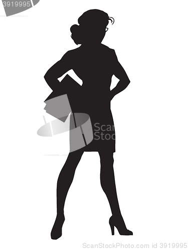 Image of Beautiful strong businesswoman black silhouette figure