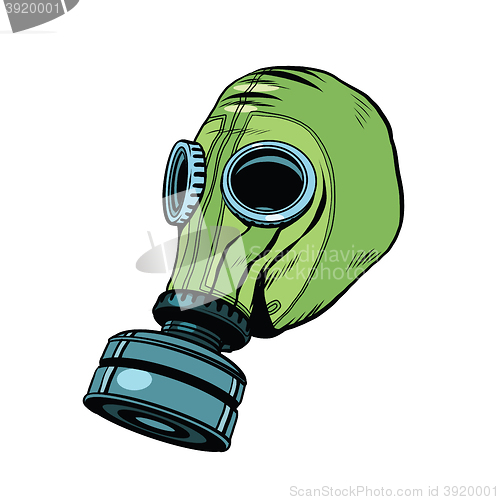 Image of Gas mask, vintage rubber green, White background