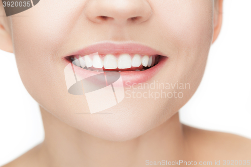 Image of Beautiful and healthy woman smile, close-up