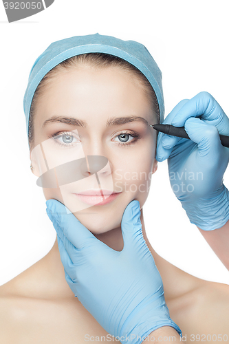 Image of Beautiful young woman before plastic surgery operation.