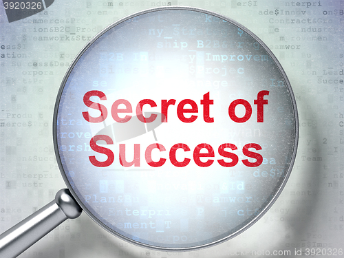 Image of Finance concept: Secret of Success with optical glass