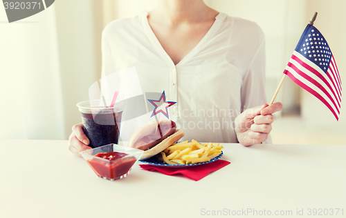 Image of woman celebrating american independence day