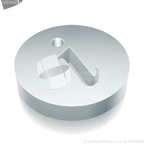 Image of Web design icon: 3d metallic Information with reflection, vector illustration.
