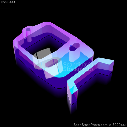 Image of Tourism icon: 3d neon glowing Train made of glass, vector illustration.