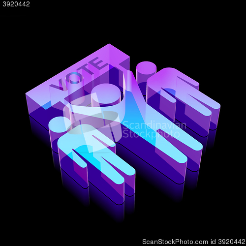 Image of Political icon: 3d neon glowing Election Campaign made of glass, vector illustration.