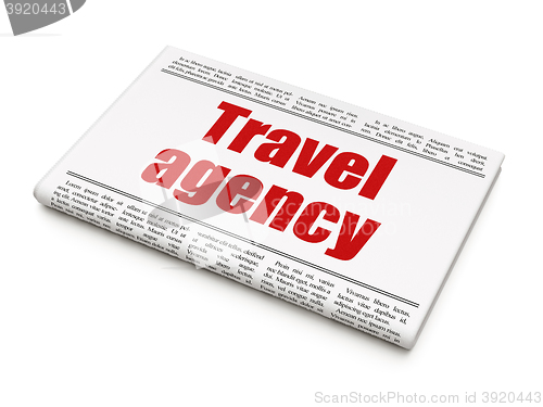 Image of Travel concept: newspaper headline Travel Agency