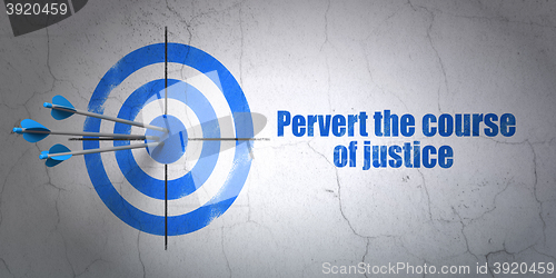 Image of Law concept: target and Pervert the course Of Justice on wall background