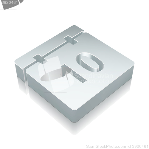 Image of Time icon: 3d metallic Calendar with reflection, vector illustration.