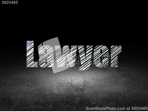 Image of Law concept: Lawyer in grunge dark room