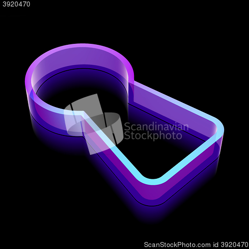 Image of Safety icon: 3d neon glowing Keyhole made of glass, vector illustration.