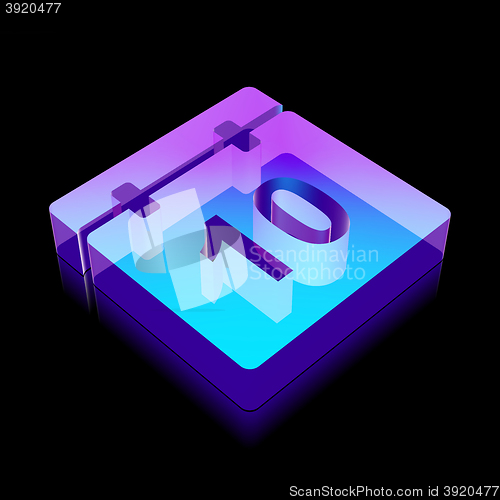 Image of Time icon: 3d neon glowing Calendar made of glass, vector illustration.