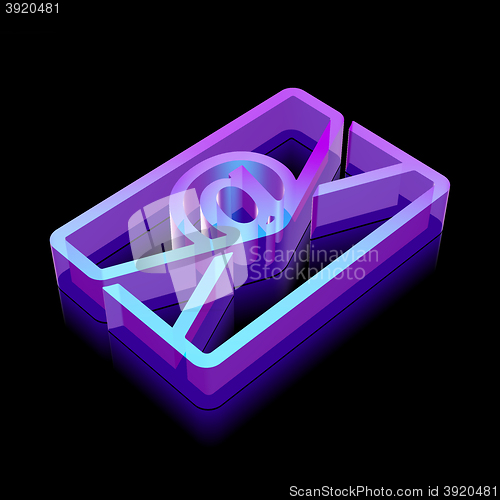 Image of Finance icon: 3d neon glowing Email made of glass, vector illustration.