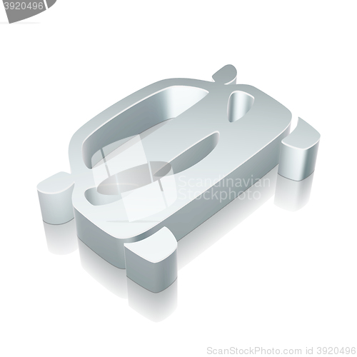 Image of Vacation icon: 3d metallic Car with reflection, vector illustration.