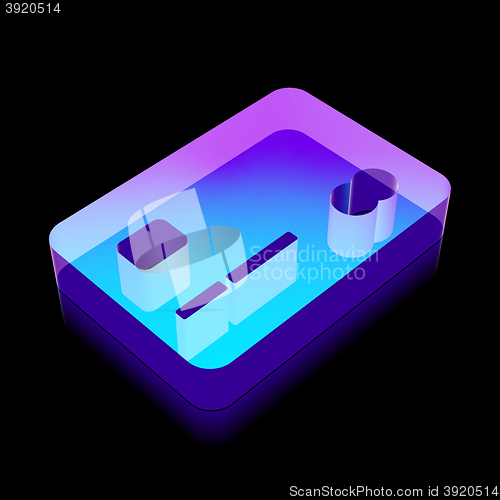Image of Finance icon: 3d neon glowing Credit Card made of glass, vector illustration.