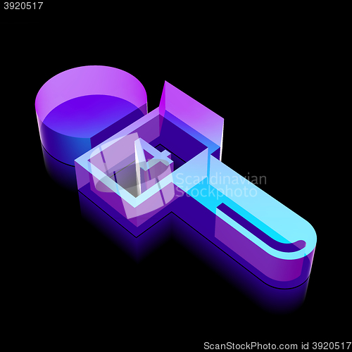 Image of News icon: 3d neon glowing Microphone made of glass, vector illustration.