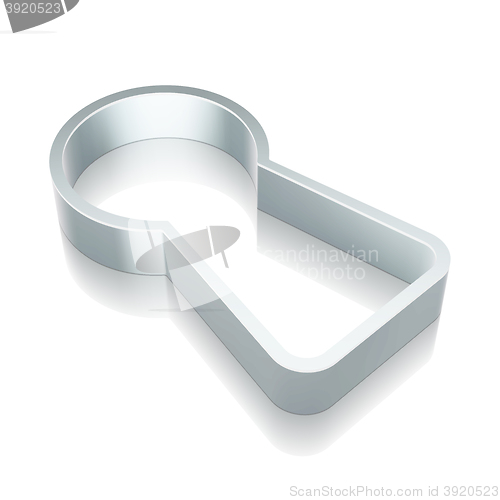 Image of Information icon: 3d metallic Keyhole with reflection, vector illustration.