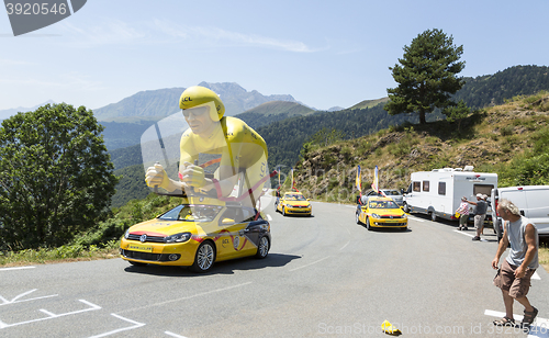 Image of LCL Caravan in Pyrenees Mountains - Tour de France 2015