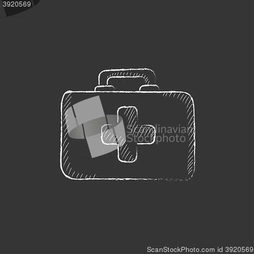 Image of First aid kit. Drawn in chalk icon.