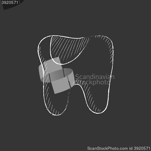 Image of Tooth decay. Drawn in chalk icon.