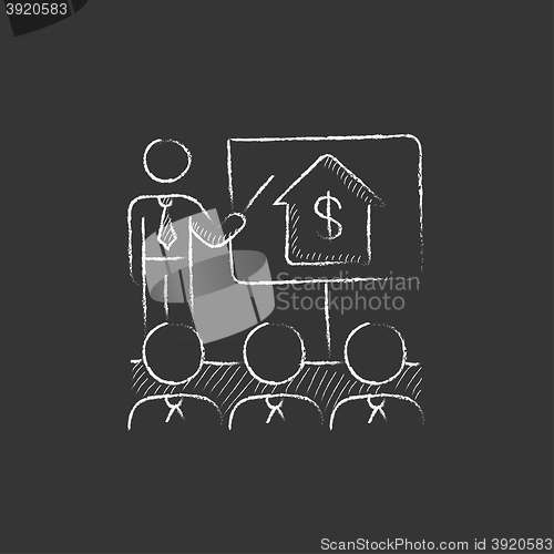 Image of Real estate training. Drawn in chalk icon.