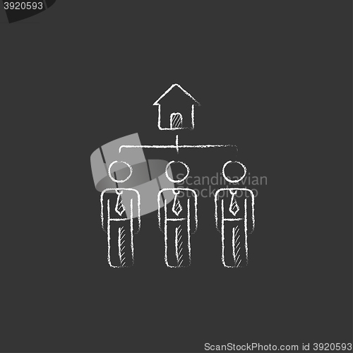 Image of Three real estate agents. Drawn in chalk icon.