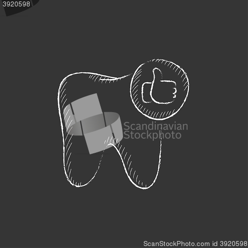 Image of Healthy tooth. Drawn in chalk icon.