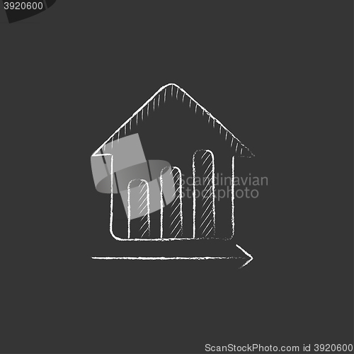 Image of Graph of real estate prices growth. Drawn in chalk icon.