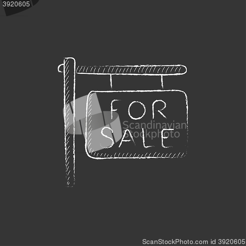 Image of For sale placard. Drawn in chalk icon.