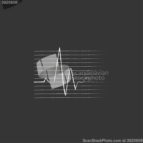 Image of Hheart beat cardiogram. Drawn in chalk icon.