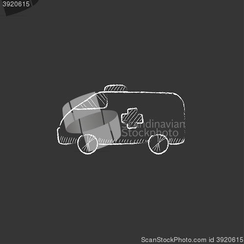 Image of Ambulance car. Drawn in chalk icon.