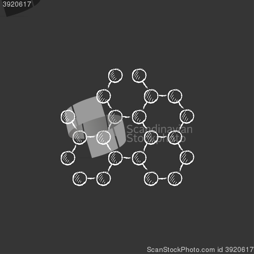 Image of Molecule. Drawn in chalk icon.