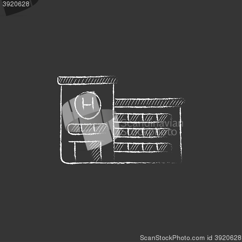 Image of Hospital building. Drawn in chalk icon.