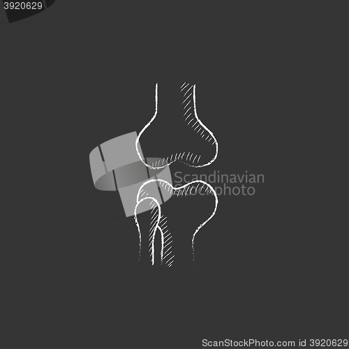 Image of Knee joint. Drawn in chalk icon.