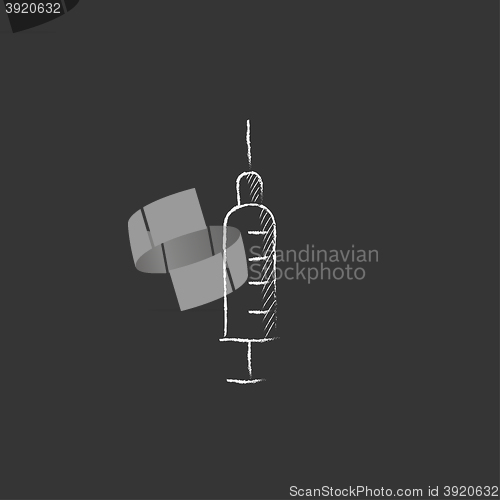 Image of Syringe. Drawn in chalk icon.