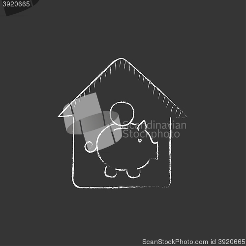 Image of House savings. Drawn in chalk icon.