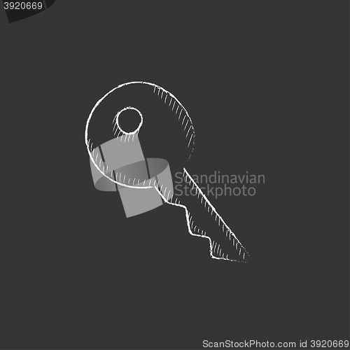 Image of Key for house. Drawn in chalk icon.