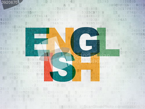 Image of Learning concept: English on Digital Data Paper background