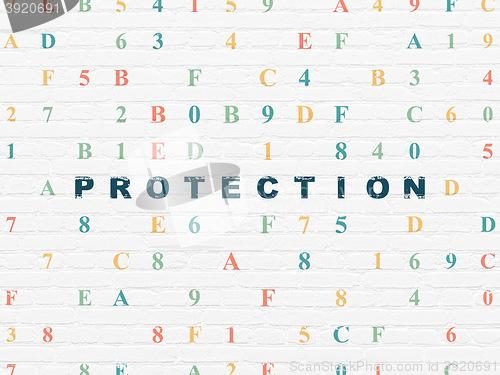 Image of Protection concept: Protection on wall background