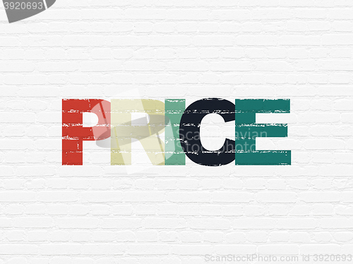 Image of Advertising concept: Price on wall background