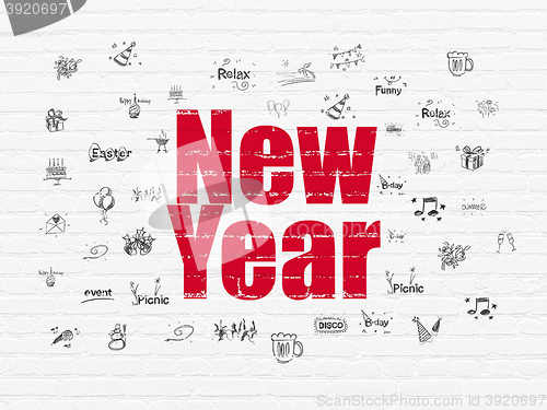 Image of Entertainment, concept: New Year on wall background