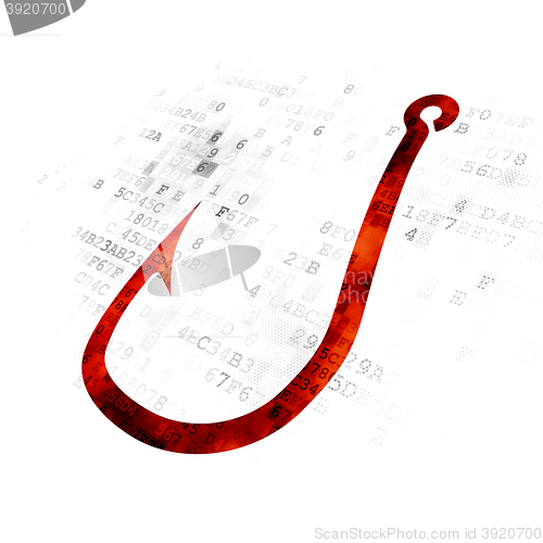 Image of Protection concept: Fishing Hook on Digital background
