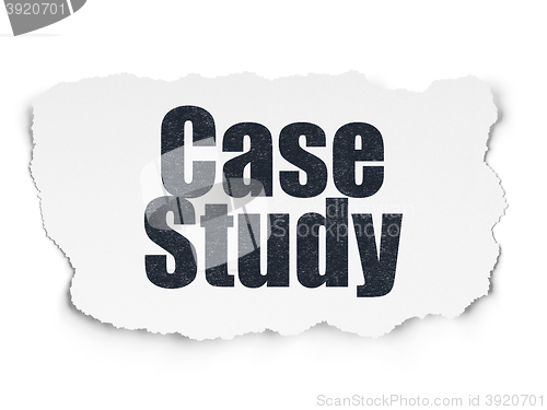 Image of Education concept: Case Study on Torn Paper background