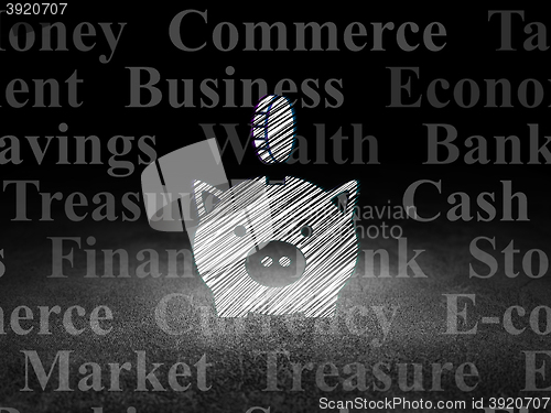 Image of Money concept: Money Box With Coin in grunge dark room