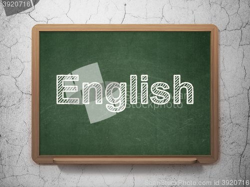 Image of Learning concept: English on chalkboard background